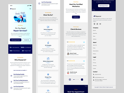 Mobile Version of Repocar - Car Repair Service car car service design footer hero mobile mobile website responsive rwd ui ux website