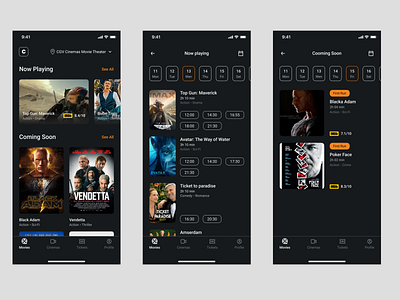 Cinemo - Main Screen app cinema cinema app design home screen logo main screen mobile mobile app mobile app design movies movies app ui ux