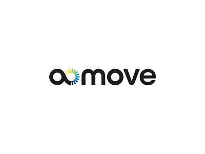 a move logo a automotive blue branding circle gradient green infinite infinity logo move movement rays yellow