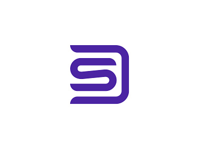 SD monogram d enclosure letter logo mark purple s