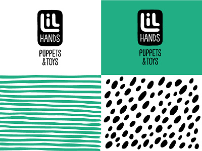 Lilhands children custom typeface green handmade identity kids logo pattern puppet toy