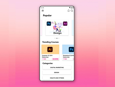 Online Courses Mobile App UI Design adobe xd animation branding design figma ui ui design uidesign uiux ux
