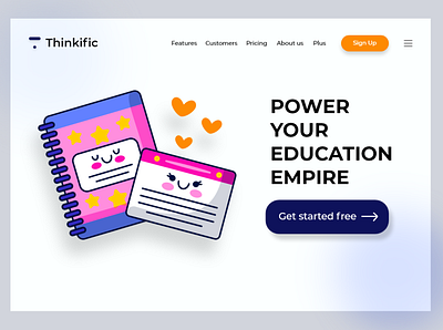 Redesigned the landing page of "Thinkific" 3d adobe xd animation branding design figma graphic design illustration logo motion graphics ui uidesign uiux ux