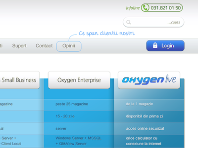 Webdesign for Oxygenlive.ro animated calculator login menu price table search ui user experience ux webdesign