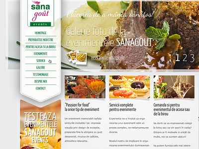 Sanagout Events Website design events food gourmet green sanagout ui ux vertical menu web design webdesign website