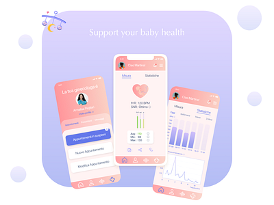 Pregnancy mobile app fetus monitor app design figma illustration mobileapp pregnancyapp prototype ui vector