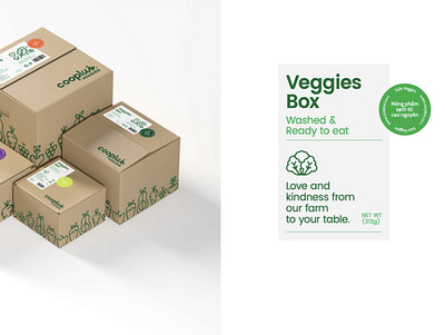 Cooplus Vietnam agricultural branding design graphic design grocery label label packaging labeldesign packaging shipping box sustainability systematic typography