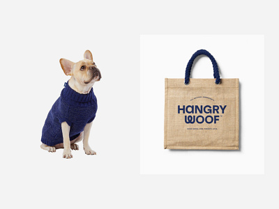 The HangryWoof branding design dog dog supplements graphic design illustration packaging pet pet supplements totebag typography