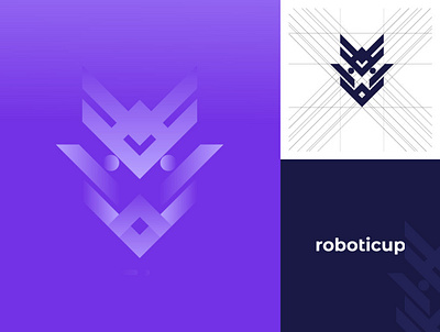 Roboticup Logo Technology Brand Identity Concept app icon brand branding compnay design digital face flat graphic design icon illustration logo robot roboticup technology ui ux