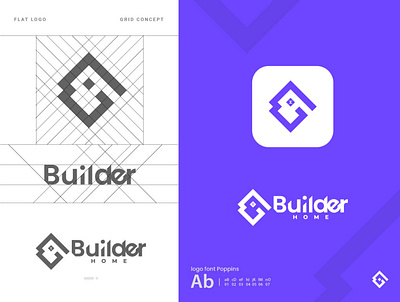 Builder Home Logo Brand Identity app icon branding builder compnay construction corporate flat home icon logo logos real estate ui vector