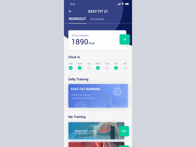 EasyFit 21 Animation queble app design animated animation branding fitness app ux interface ui fitness