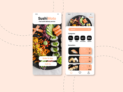 SushiMoto | Sushi delivery mobile app UX\UI design app design food food delivery app food delivery service mobile app design sushi sushi delivery ui design ux design