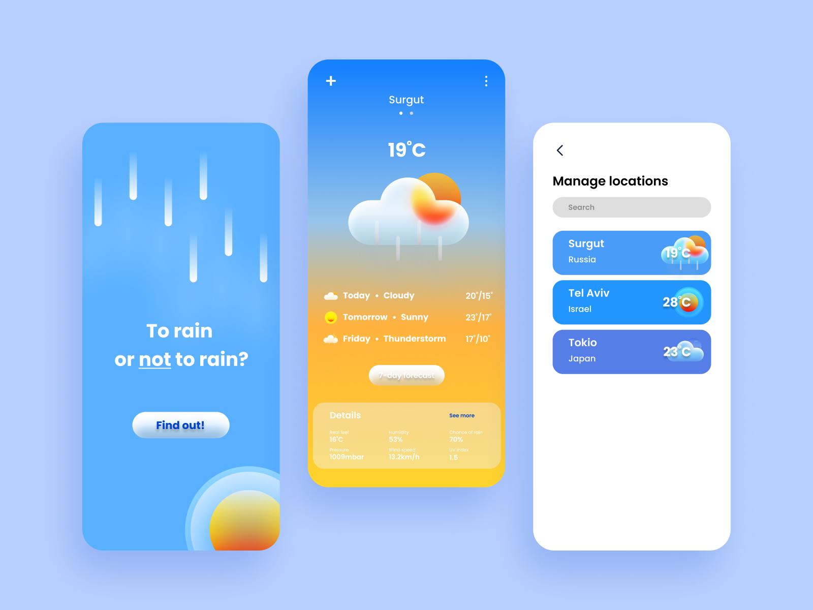 Weather app | Mobile UX/UI by Maria Kuznitsyn on Dribbble