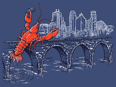 Attack of the Crawfish apparel design drawing illustration minneapolis photoshop screen print shirt stone arch