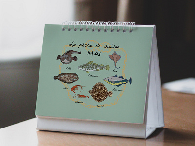 Seasonal fish calendar branding design illustration vector