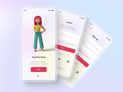 Taxi for Girls - Registration Pages for Taxi App