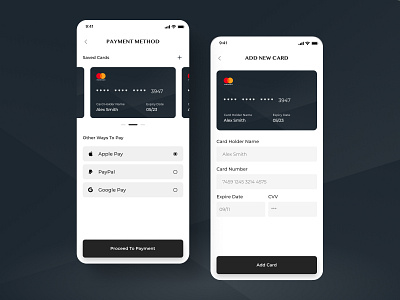 E-Commerce - Payment Method app bank black card checkout design design concept figma method mobile modern money online payment simple ui ui ux ux