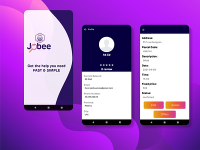 Jobee android app design freelancing mobile app outsourcing prototype saas website ui ux ui design web design website