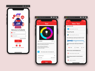 Fan Battle design gaming mobile app prototype saas ui ux ui design