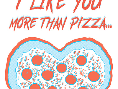 Pizza Valentine card design illustration illustrator pizza risograph valentines day vector