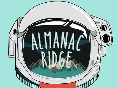 Almanac Ridge astronaut bluegrass branding design helmet illustration illustration art illustrator logo rocket man spaceman sticker typography vector