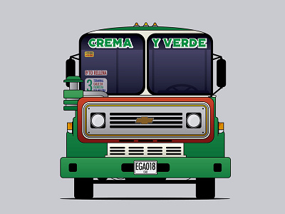 Bus Crema y Verde