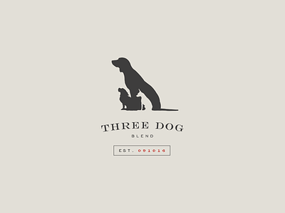 Three Dog Stamp Design coffee dog illustration logo silhouette stamp