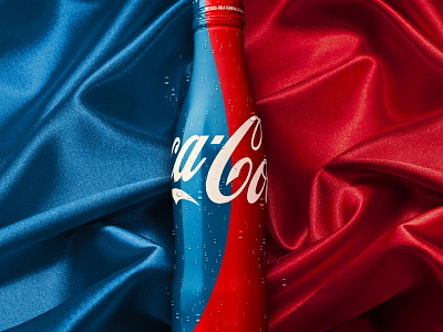 Coca-Cola Blue advertising blue bottle coca cola fabric red silk