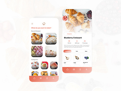 Little Bakery Recipe App app cake design food illustration logo mobile mobile design recipe ui user interface ux vector