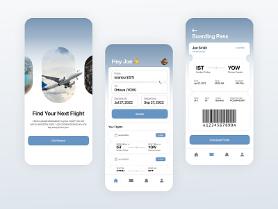 Flight App design fligh minimal mobile mobile design onboarding plane ticket ticket app travel ui user interface ux
