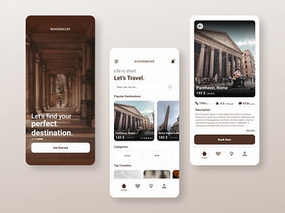 Revision of the Travel App branding design home page homepage minimal mobile design neutrals onboarding travel travel app ui user interface ux