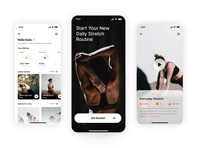 Daily Stretch App app daily design habit home interactive minimal mobile mobile design onboarding sport sports stretch ui user interface ux yoga