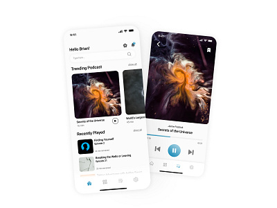 Podcast Streaming App blue design minimal mobile mobile app design mobile design music music player player podcast stream streaming ui user interface ux