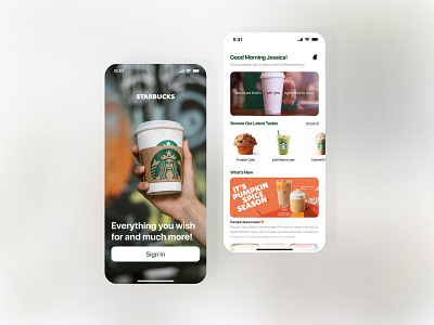 Starbucks I Re-design coffee design food menu mobile mobile design onboarding online redesign splash starbucks ui user interface