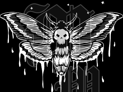 Death's Head Moth T Shirt Design affinitydesigner deaths head moth design digital art gothic graphic design illustration tattoo art