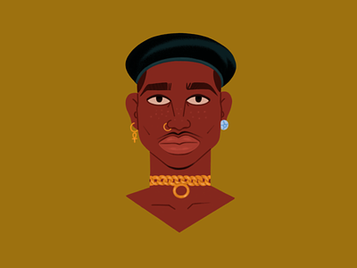 Portrait of a man blackman bust character characterdesign face hat jewellery manface nosering portrait illustration poster vines
