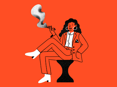 Bossy app illustration boots boss bossy chair character in charge powerful product illustration sit down smoke suit web illustration woman boss woman character women