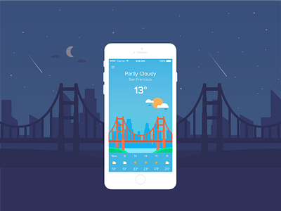 Weather app app bridge city sunny weather app