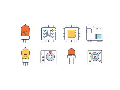 Icon Set electronics icons parts robot technology vector