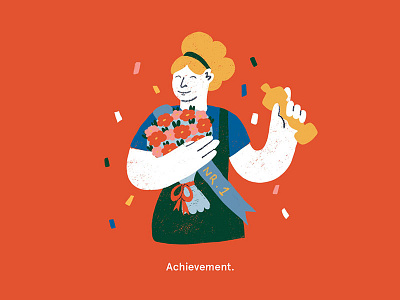 Success illustration achievement confetty lady oscar product illustration spot illustration success ui illustrtion winner