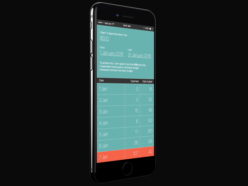 Budget animation application design ios iphone prototype ui ux