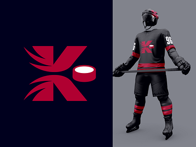K - hokkey branding emblem emblems hokkey illustration k letter logo logotype sport uniform