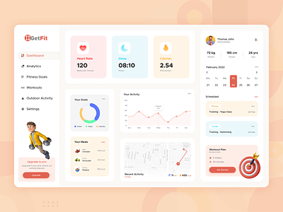 GetFit App Concept clean design concept design design studio health tracker jim jim tracker ui