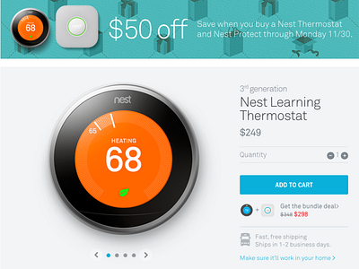 Nest Thermostat Product Page with Promotion