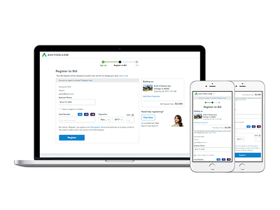 Bidder Registration for New Investors bank owned bid bidder desktop app flow foreclosure investor mobile property registration responsive design sign up
