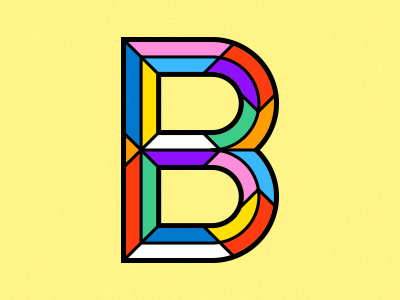 B b bevel colour letter rainbow type