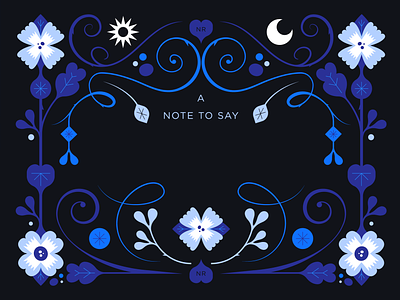 A note to say... blue colour digital flower flowers illustration illustrator notes stationary white