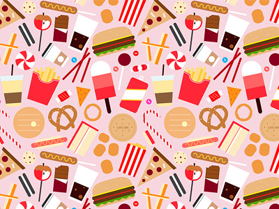 I Love Junk Pattern colour food junk njr pattern