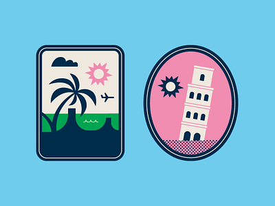 Travel ✈️ badges illustration italy landmarks palm palm tree plane sea stickers travel travelling