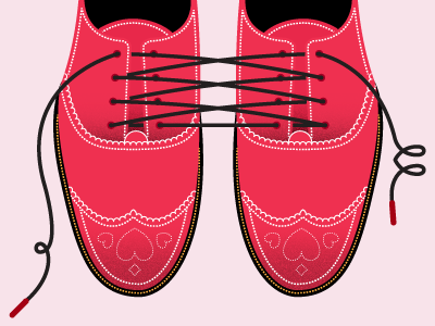 Tangled up brogues footwear hearts holidays illustration occasions pink red shoes tangled up valentines